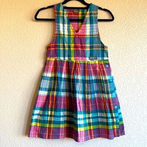 Jordache girls sleeveless plaid side button dress